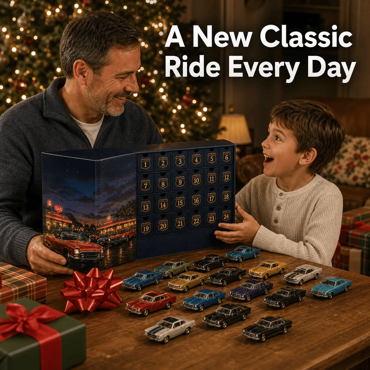 🚗24 Days of Classic American Cars Advent Calendar – 24 Vintage Ride Collectibles for Car Lovers