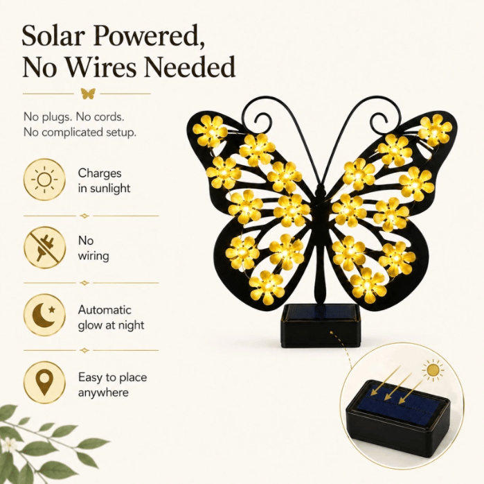 Solar Lights Outdoor Metal Butterfly Wall Decor