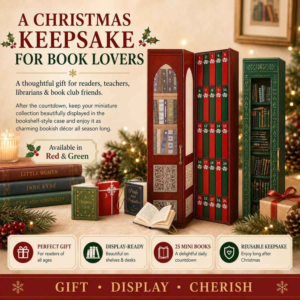 Last Day 49% OFF – 📚 25-Day Mini Book Advent Calendar – A Book Lover's Christmas Countdown