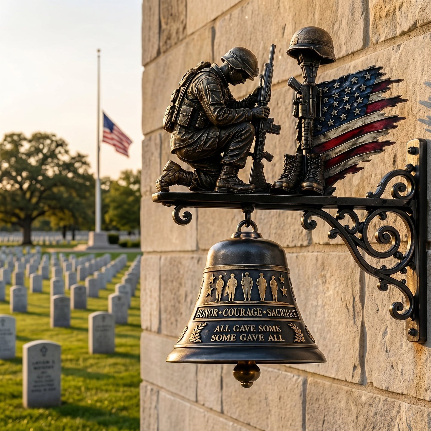 🇺🇸🔔 'Honor Courage Sacrifice' Fallen Soldier Wall Bell – A Timeless Tribute to America's Heroes