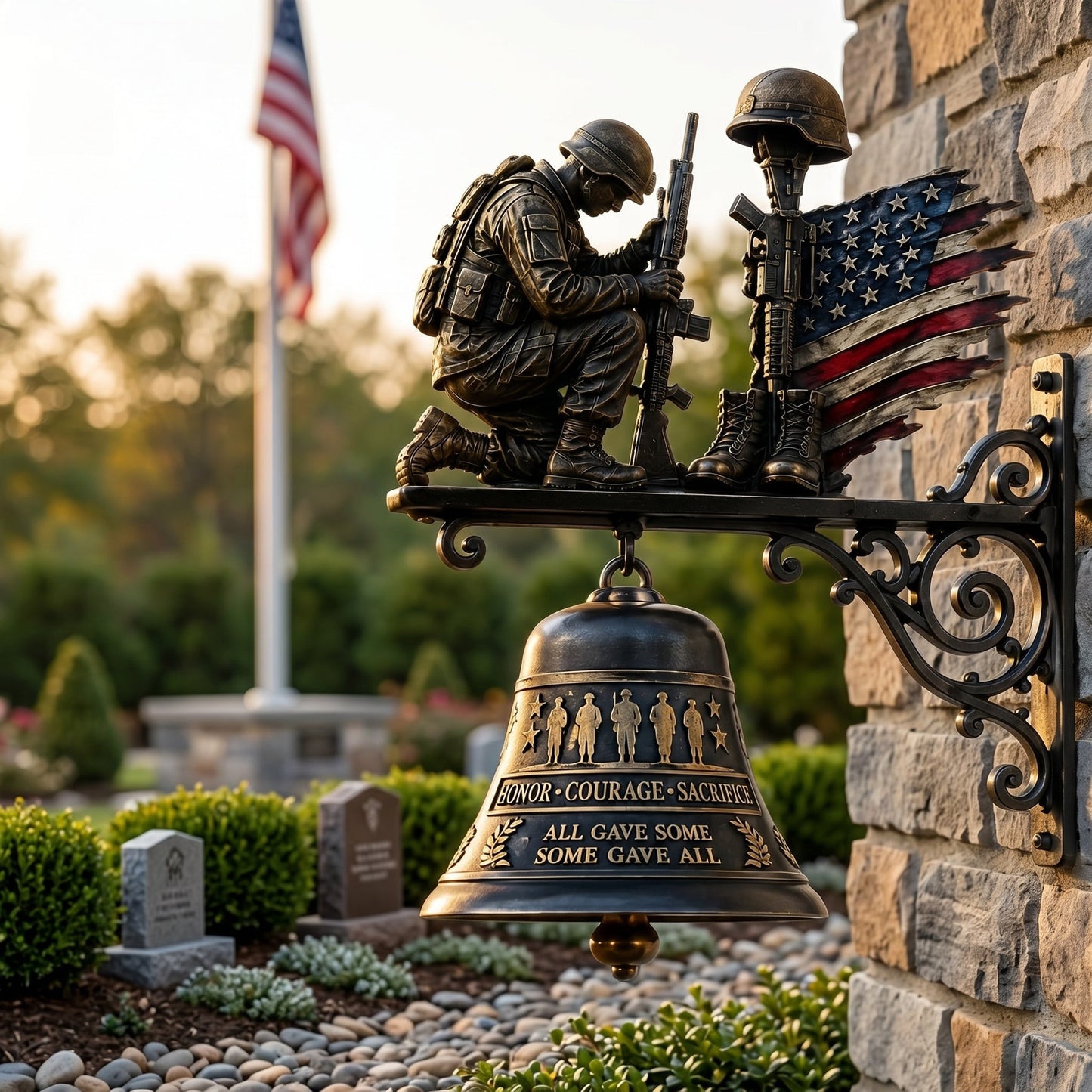 🇺🇸🔔 'Honor Courage Sacrifice' Fallen Soldier Wall Bell – A Timeless Tribute to America's Heroes