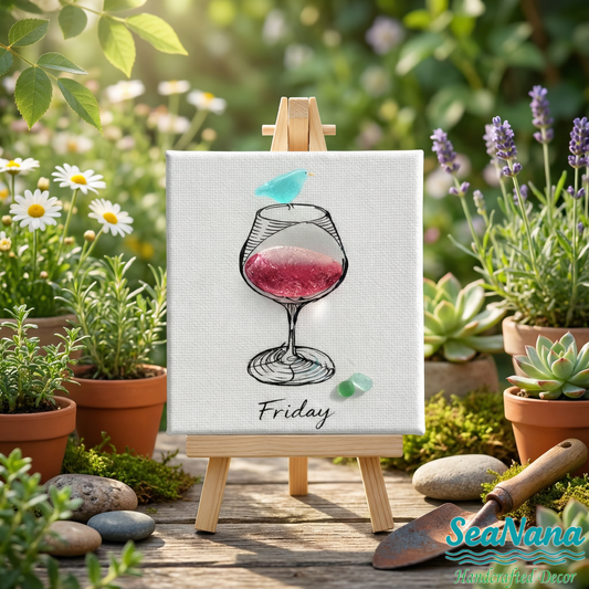 🌈Handmade Sea Glass Cocktail Canvas