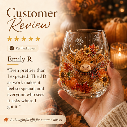 🍂Autumn Harvest 3D Glass Cup Gift Set – 6 Festive Designs