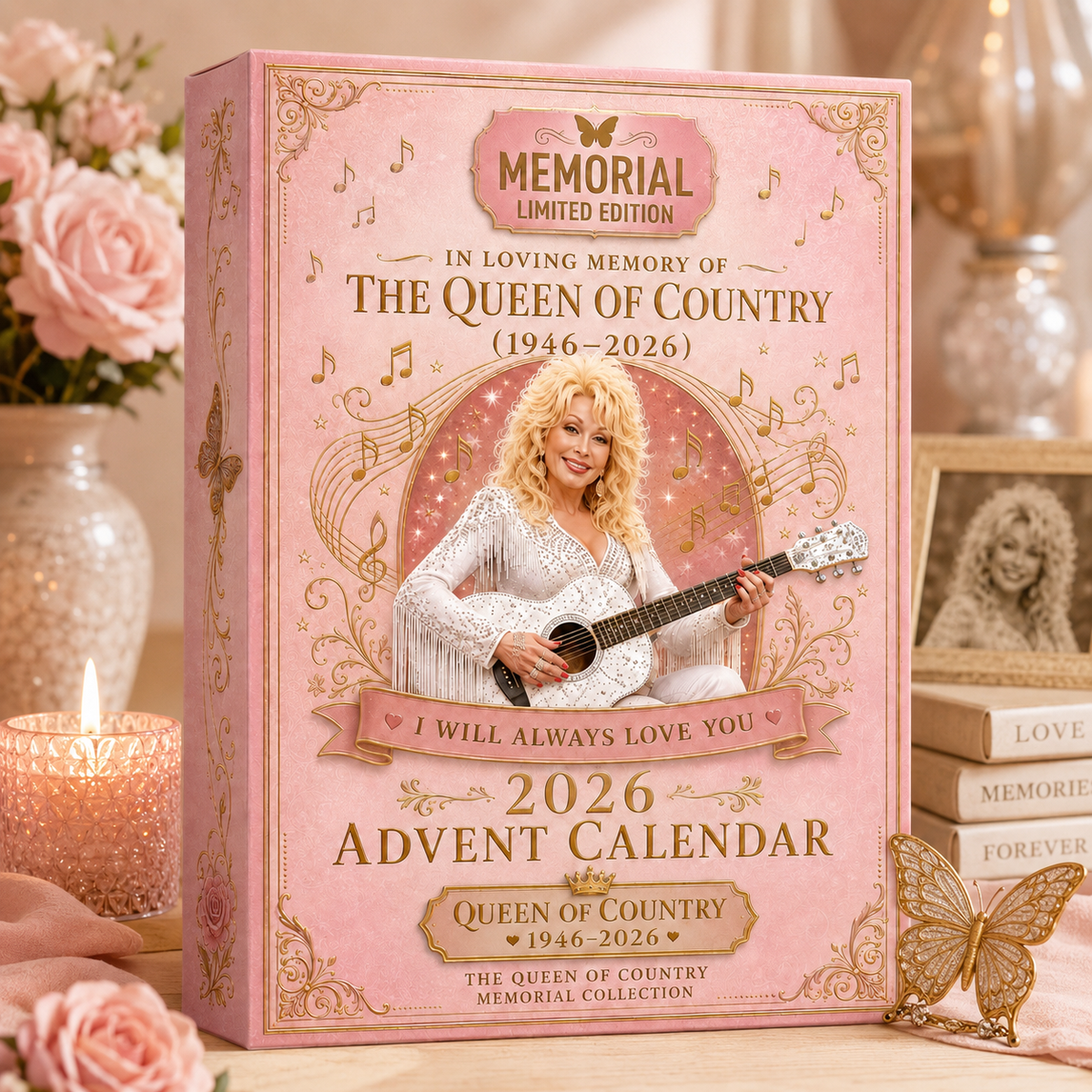 IN LOVING MEMORY OF THE QUEEN OF COUNTRY (1946–2026) Memorial Advent Calendar