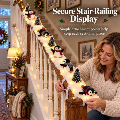 🔥Last Day 50% OFF - 🔥Playful Penguin Snowy Stair Railing Decor