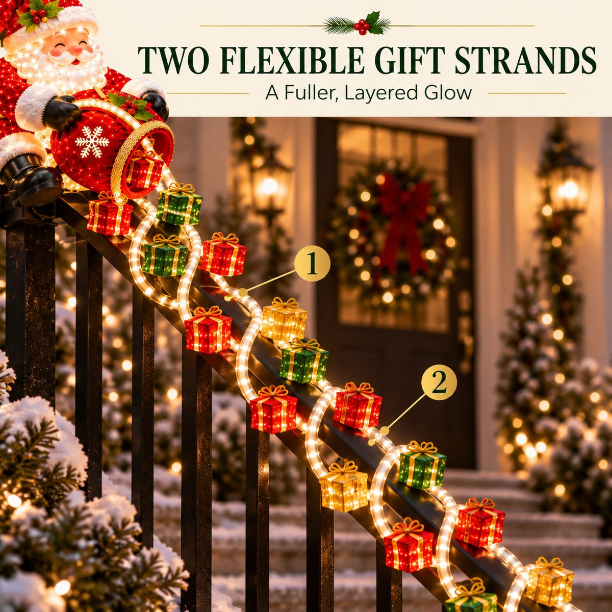 🔥Last Day 50% OFF 🎅 Santa Magic Gift Cascade Railing Light