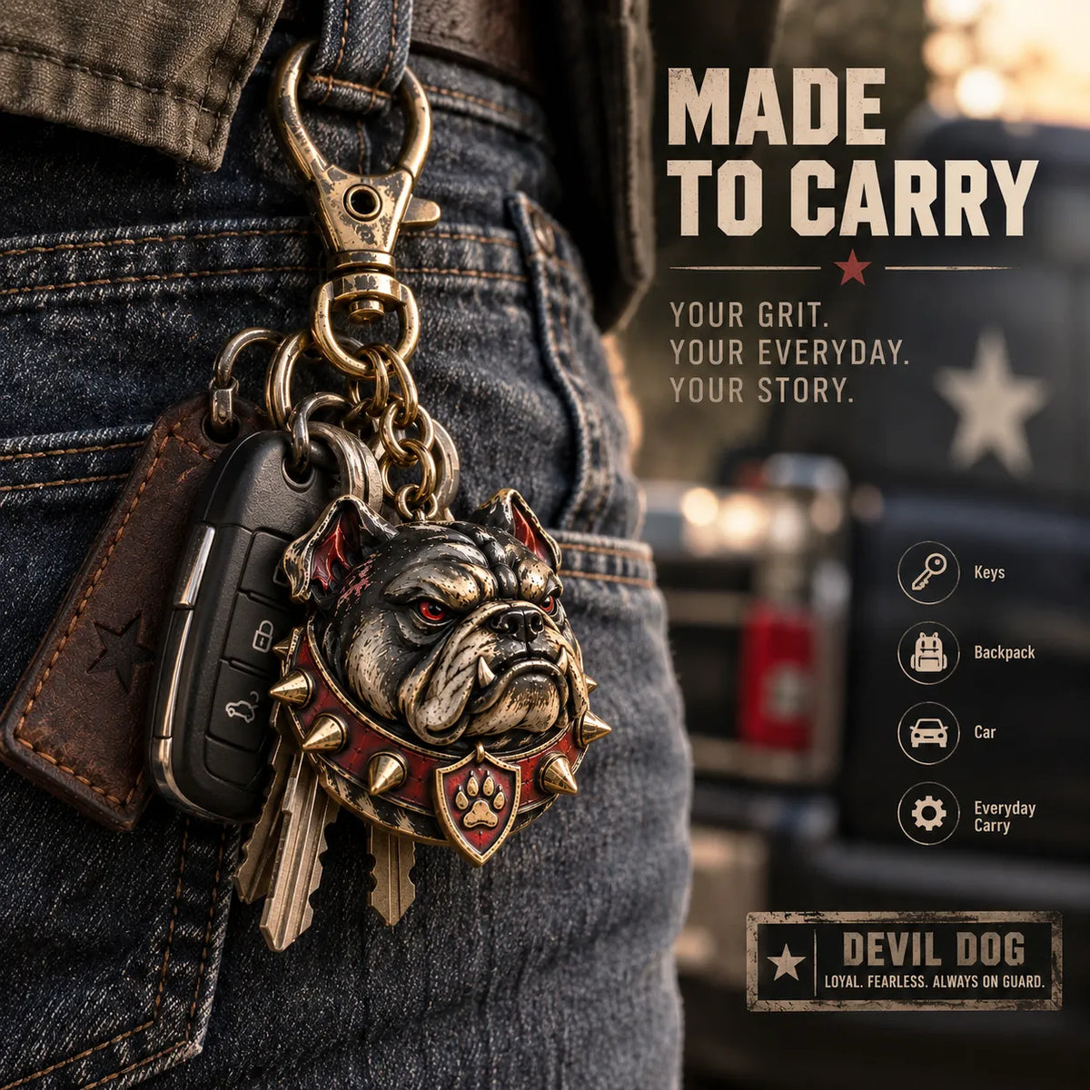 🔥LAST DAY 50% OFF -  🐶 Devil Dog Guardian Metal Keepsake Keychain