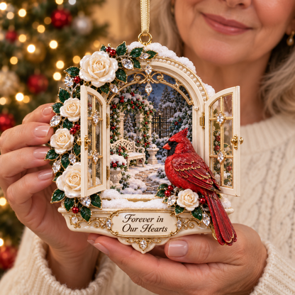 Cardinal Window View Commemorative Christmas Tree Ornament