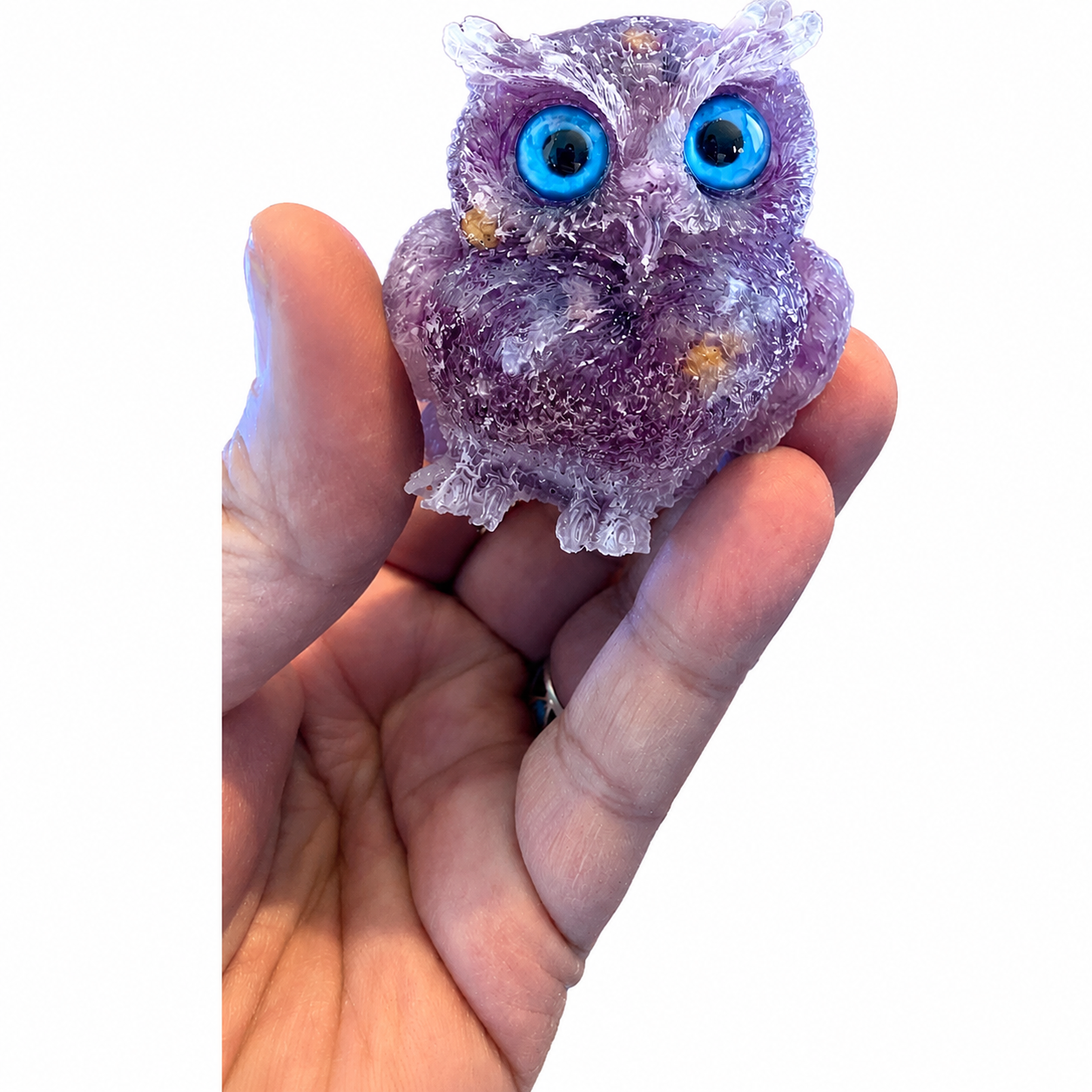 🦉✨ Natural Amethyst Crystal Owl Handmade Appalachian Workshop Piece