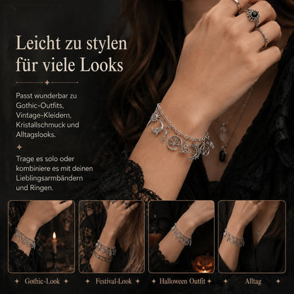 Mystisches Vintage-Charm-Armband für Damen – Celestial Gothic Boho Schmuck🔮✨