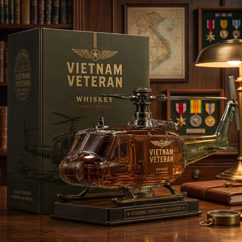 🇺🇸🚁🎖️Vietnam Veteran Military Helicopter 1965-1975 Whiskey Bottle
