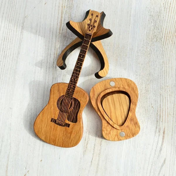 🎸100% Handmade Mini Cute Edition Wooden Guitar Plectrum Case(𝐉𝐚𝐤𝐞 𝐖𝐢𝐥𝐬𝐨𝐧 𝐇𝐚𝐧𝐝𝐦𝐚𝐝𝐞®)