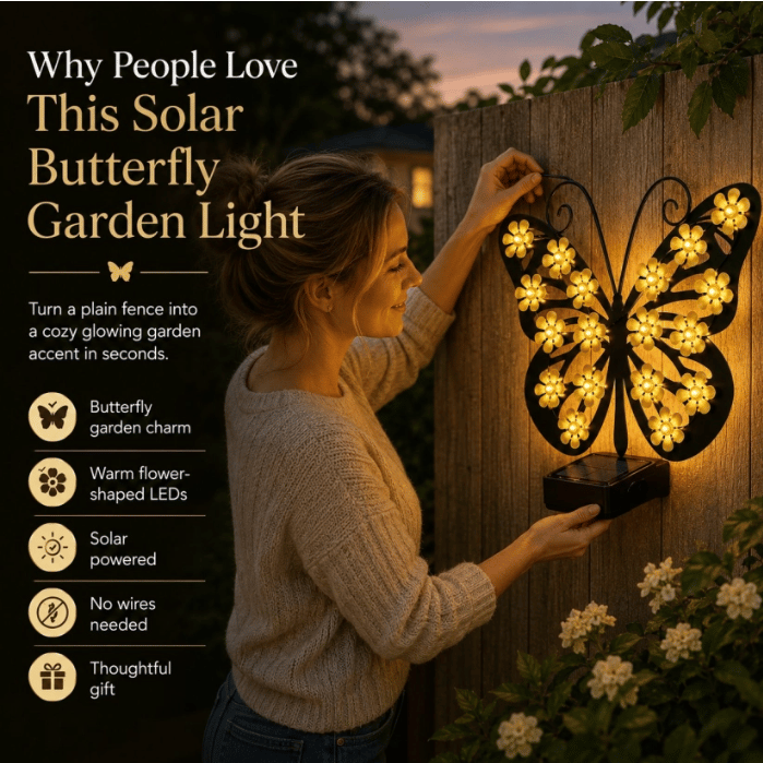 Solar Lights Outdoor Metal Butterfly Wall Decor