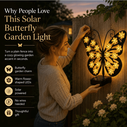 Solar Lights Outdoor Metal Butterfly Wall Decor