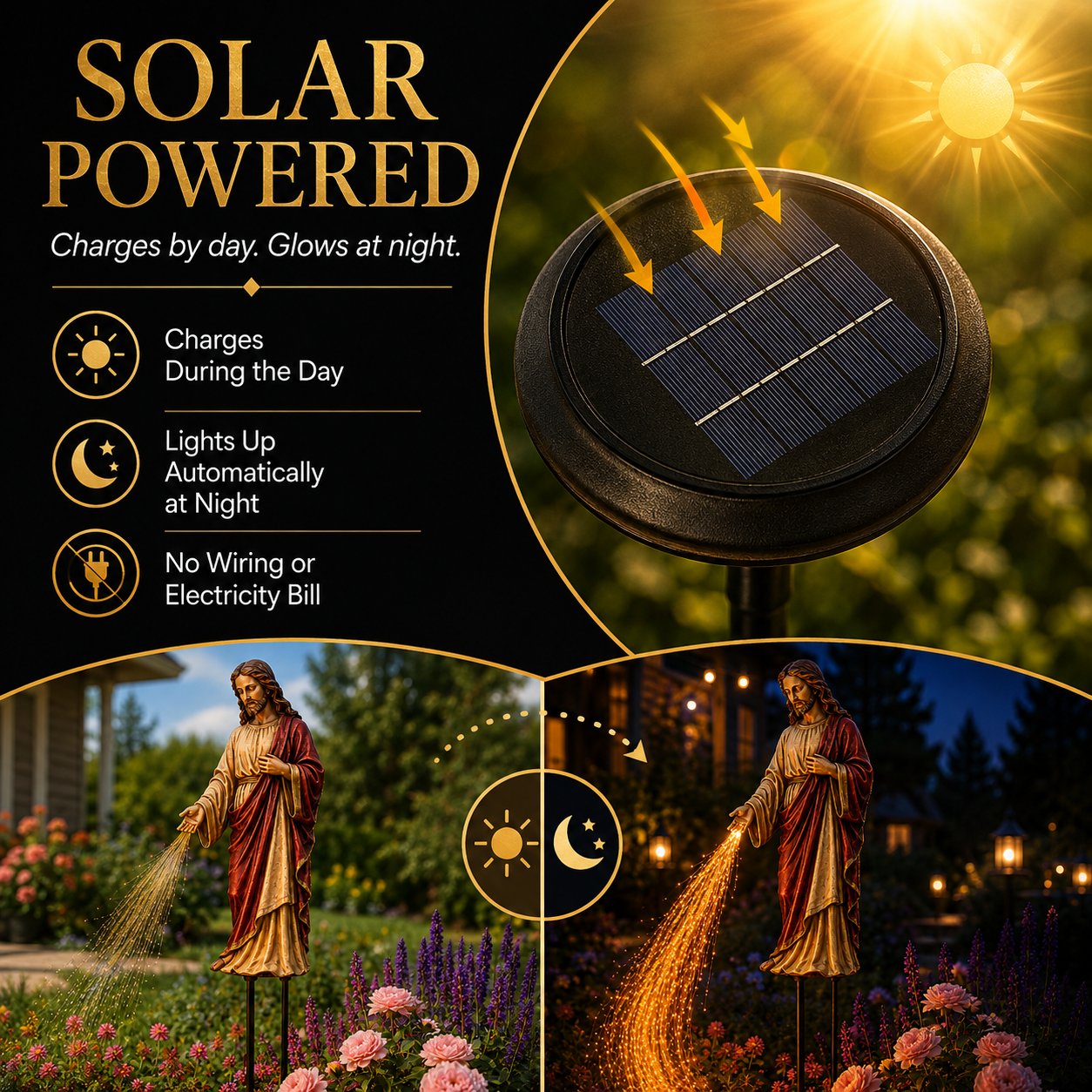 ✝️ Solar Jesus Fiber Optic Garden Light ✨ | Faith-Inspired Outdoor Decor