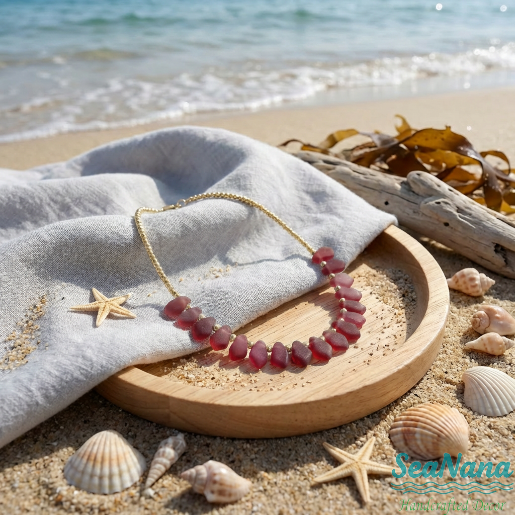 🌈Rainbow Handcrafted Sea Glass Necklace