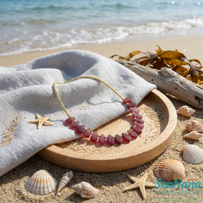 🌈Rainbow Handcrafted Sea Glass Necklace