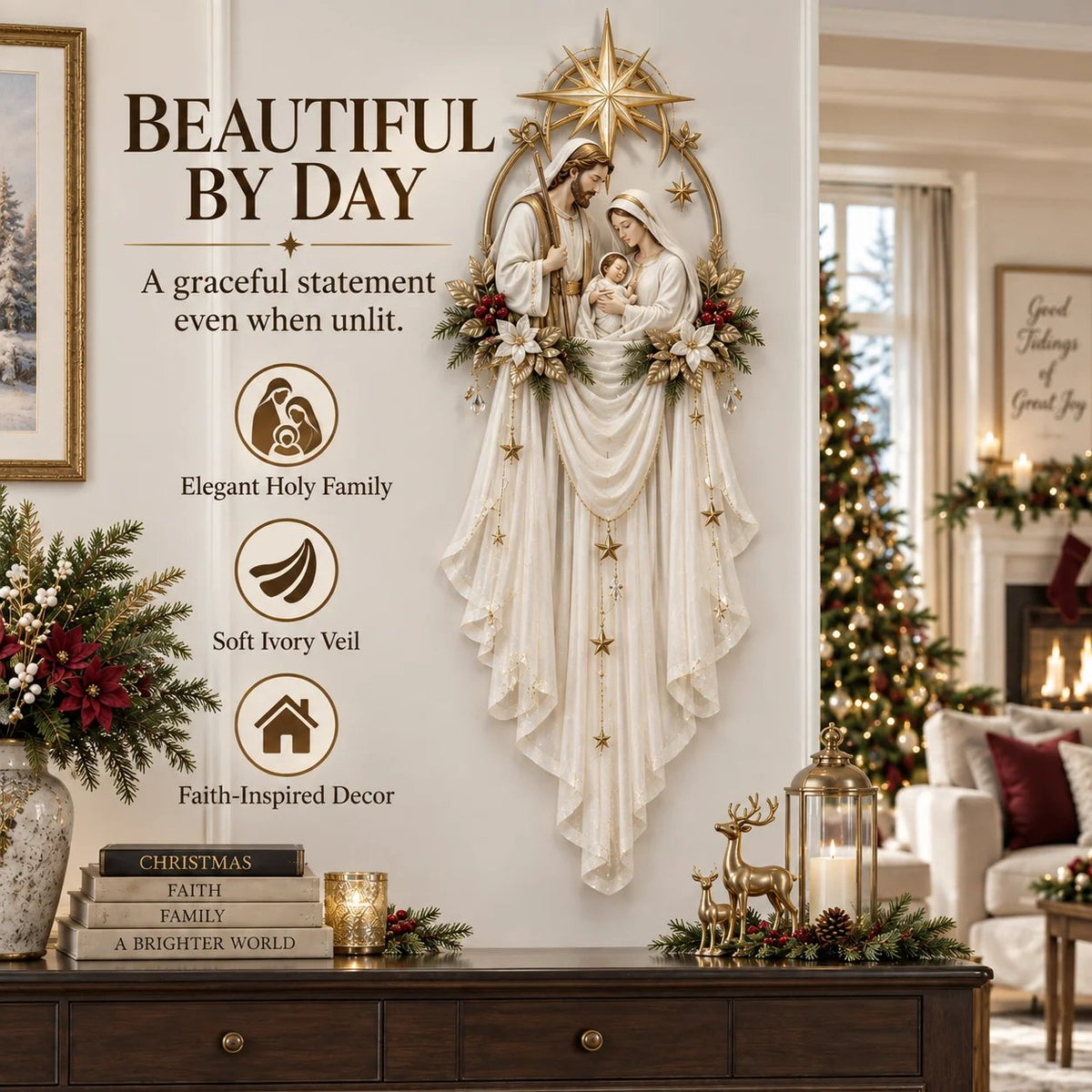 ✨50% OFF Today | Holy Family Star Veil™ – Meaningful Christmas Wall Decor