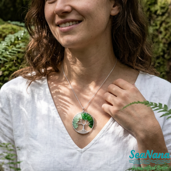 🌳Handmade Tree of Life Sea Glass Pendant＆Ornament