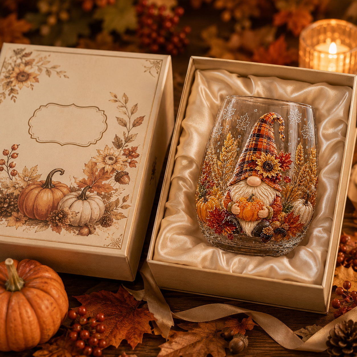 🍂Autumn Harvest 3D Glass Cup Gift Set – 6 Festive Designs