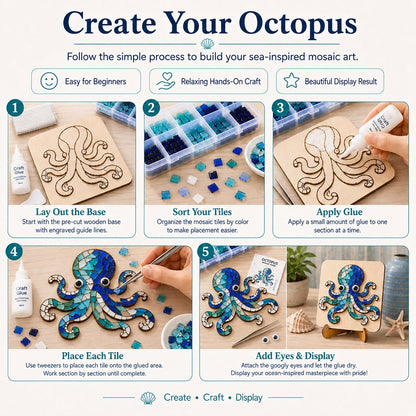 🔥LAST DAY 50% OFF - 🌊 Octopus Mosaic Kit | Beginner-Friendly DIY Glass Craft with Step-by-Step Instructions⭐Beginner-Friendly