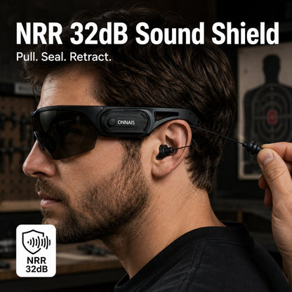 🛡️ 2-in-1 Tactical Anti-Fog Safety Glasses & Retractable Ear Protection