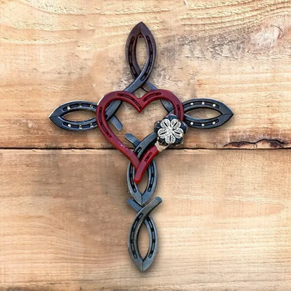 Blessed Horseshoe Cross with Heart - A Symbol of Faith, Protection, and Love That Endures