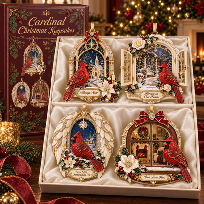 Cardinal Window View Commemorative Christmas Tree Ornament