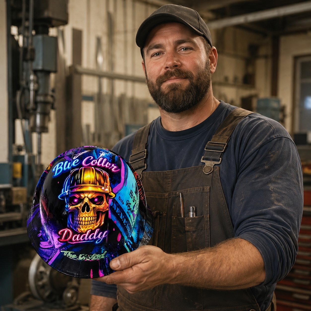 🎁Father’s Day 49% OFF - 👷🔥 Blue Collar Daddy Hydro-Dipped Hard Hat | Industrial Rigid Impact-Resistant Safety Helmet with Full-Wrap Gloss Artwork
