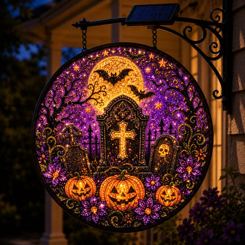 💥LAST DAY 57% OFF - 🎃 Solar Halloween LED Hanging Sign Light 👻 (📦Buy 2 Free Shipping)