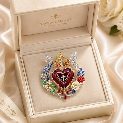 🔥HOT SALE 49% OFF❤️Sacred Heart Floral Gemstone Brooch | Vintage Palace-Inspired Statement Pin✨