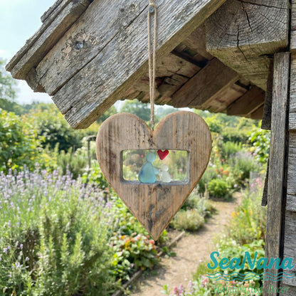 💗Handcrafted Sea Glass Heart Wall Ornament: Keep Your Loved Ones Close
