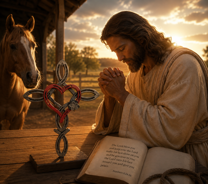 Blessed Horseshoe Cross with Heart - A Symbol of Faith, Protection, and Love That Endures