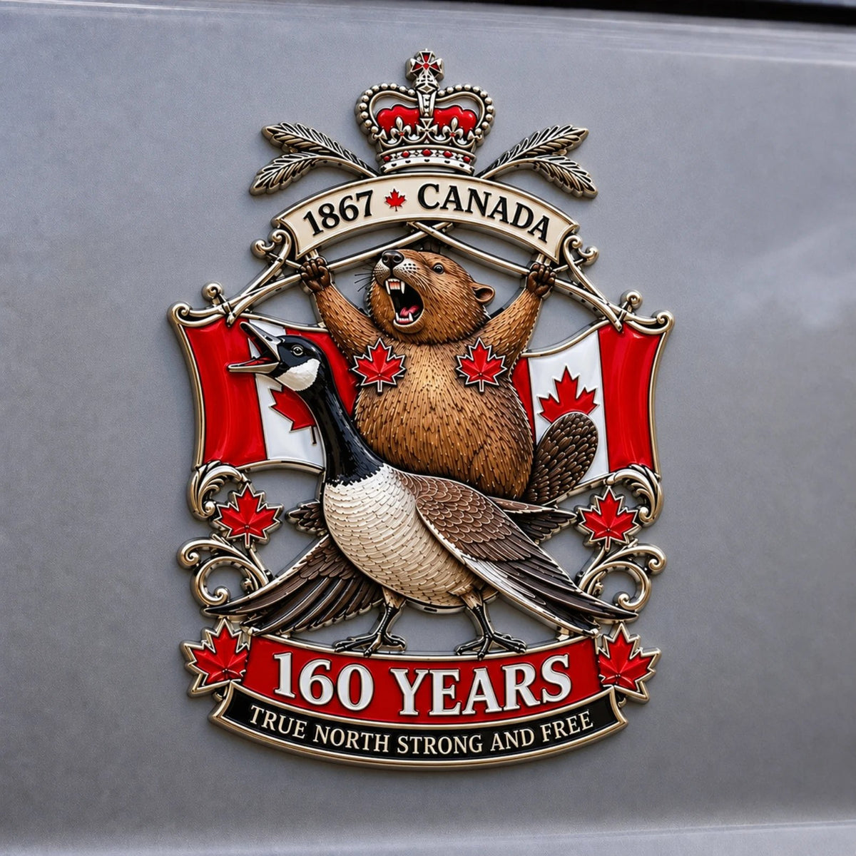 🔥LAST DAY 50% OFF - 🍁Canada 160th Anniversary “True North Strong and Free” Tribute Metal Car Emblem