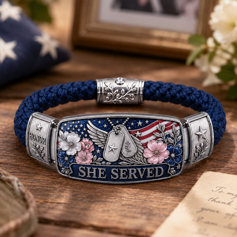 🔥🎁Empowered Service Women's Veteran Bracelet Collection | Patriotic Braided Cord Keepsake