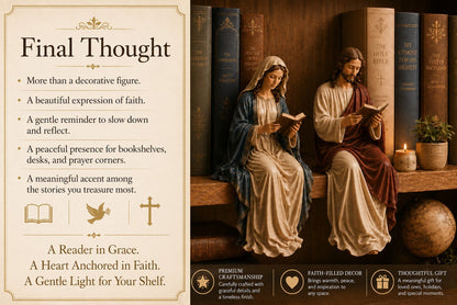 🎁Last Day 49% OFF 📖 Handcrafted Jesus/Virgin Mary Reading Bookshelf Figure