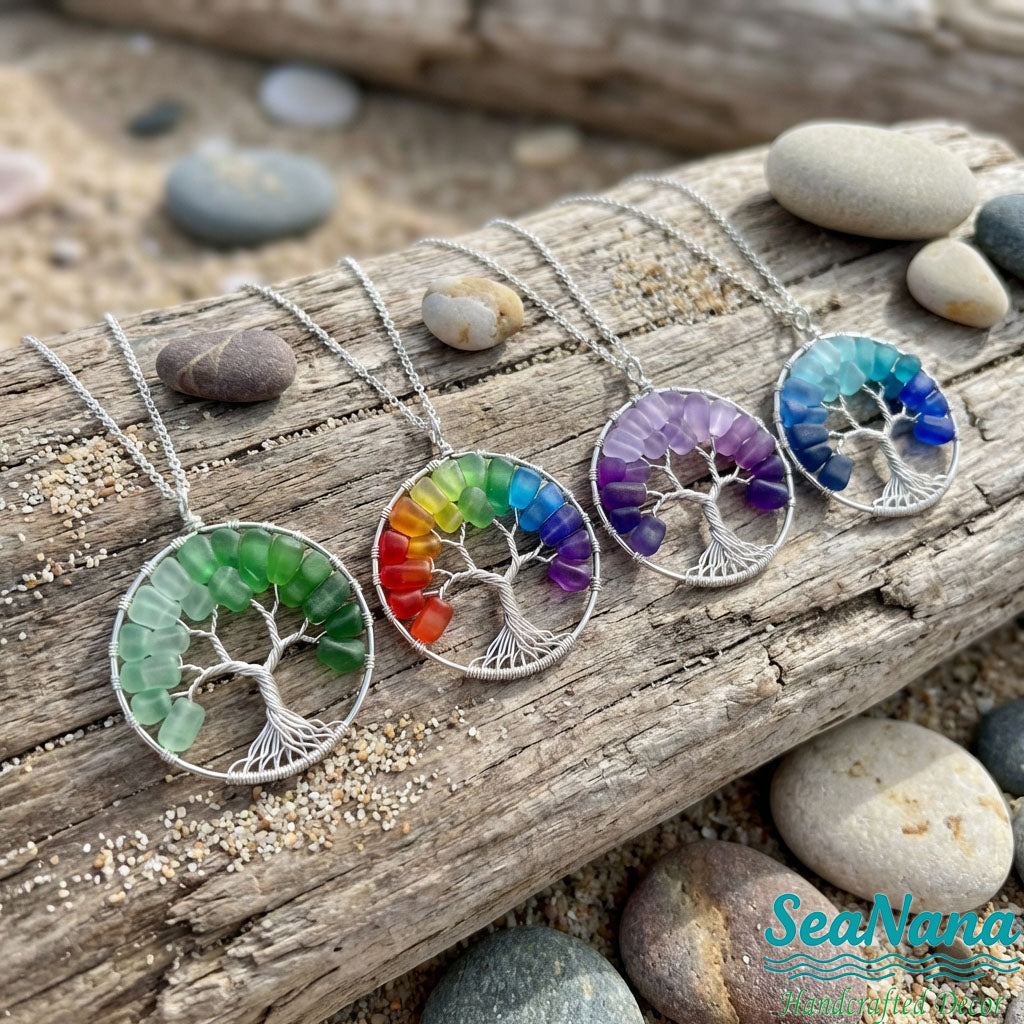 🌳Handmade Tree of Life Sea Glass Pendant＆Ornament
