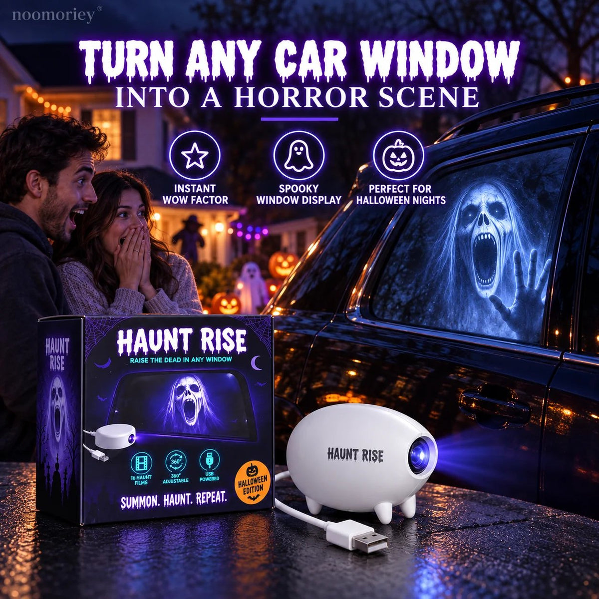 🎃 Halloween-Fensterprojektor ✨ 16 gruselige Filme – USB-betriebene Festtagsdekoration