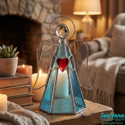 ✨ Guardian Angel Stained Glass Angel Candle Holder