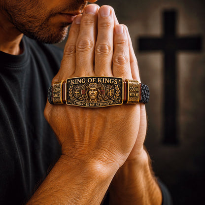 🔥LAST DAY 50% OFF ✝️CHRIST IS MY STRENGTH: Father’s Day Faith Bracelet, Daily Spiritual Reminder for Christian Dads
