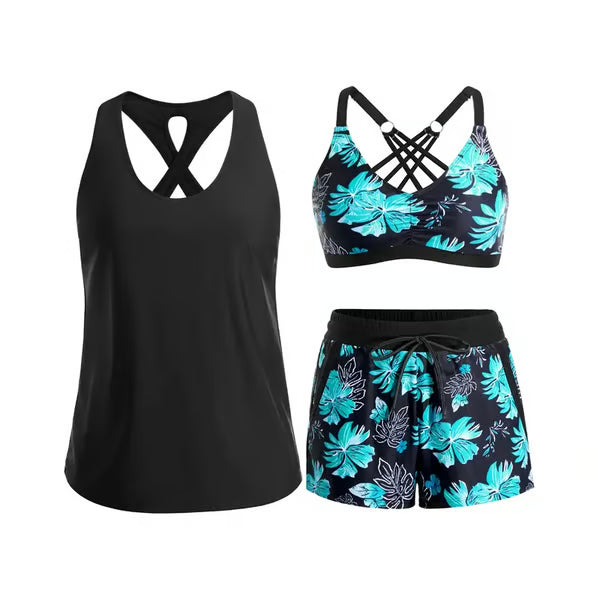 🔥LAST DAY 49%OFF🔥 Three Piece Tankini with Shorts🩱
