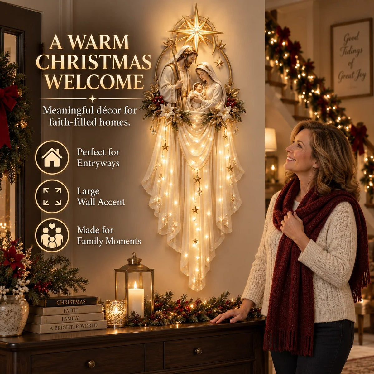 ✨50% OFF Today | Holy Family Star Veil™ – Meaningful Christmas Wall Decor