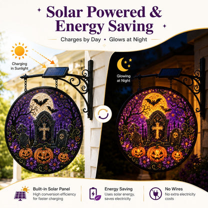 💥LAST DAY 57% OFF - 🎃 Solar Halloween LED Hanging Sign Light 👻 (📦Buy 2 Free Shipping)