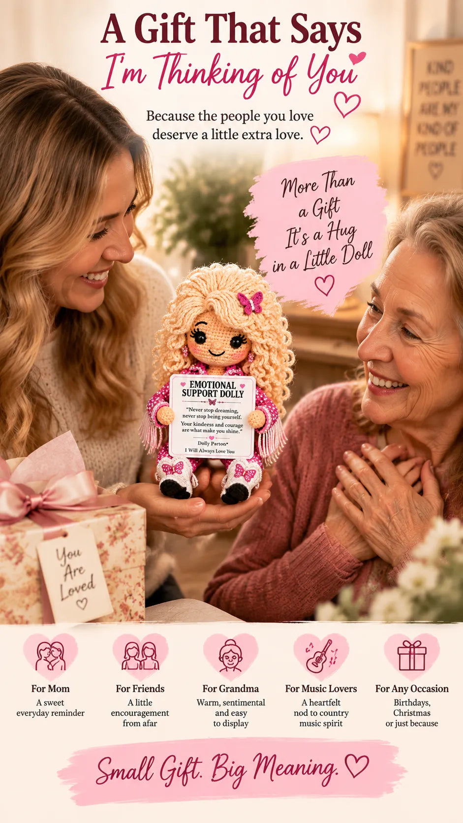 🔥LAST DAY 50% OFF - 💗Hand‑Crocheted Emotional Support Comfort Doll | Country Music Inspired Uplifting Encouragement Keepsake Gift For Loved Ones