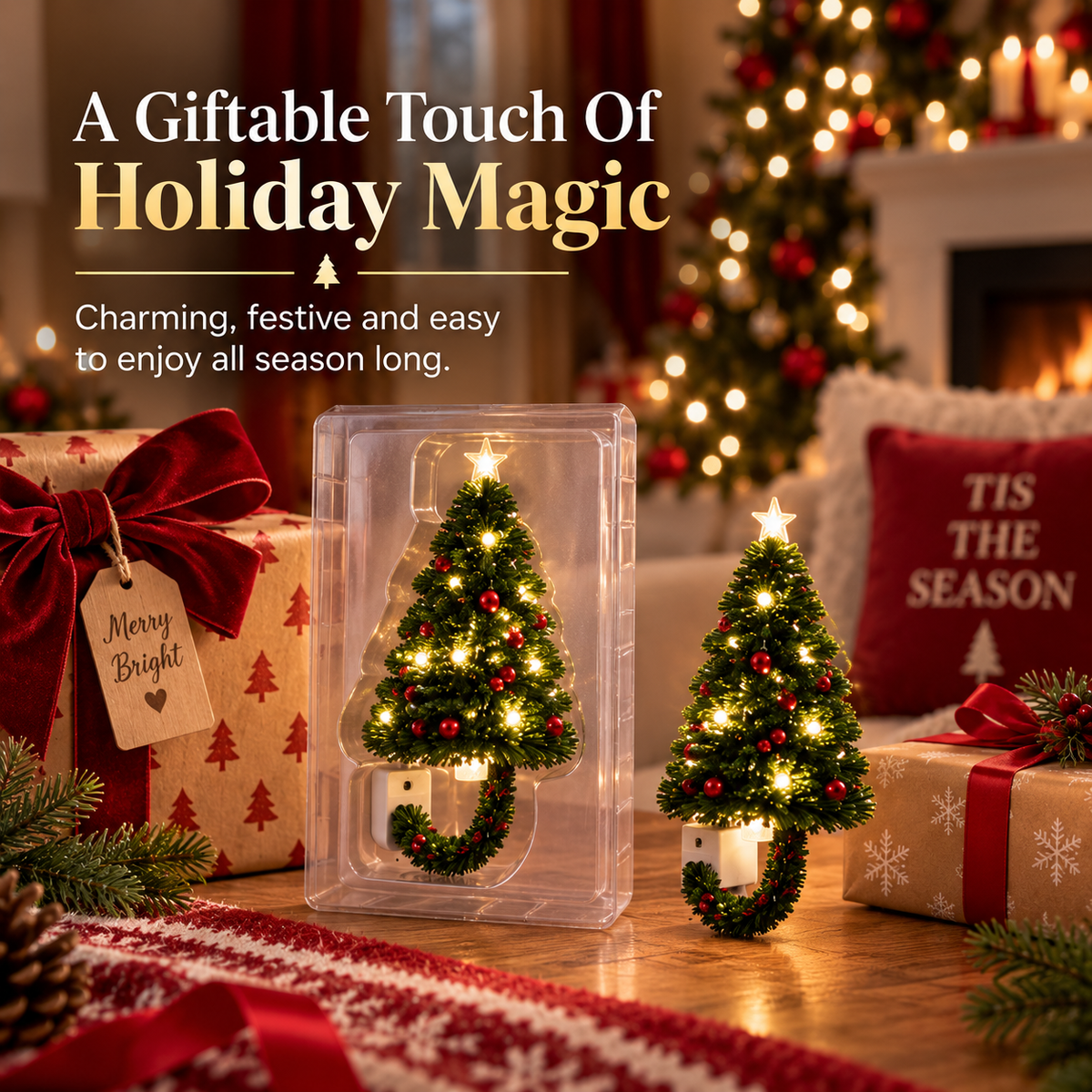 🎄💡Christmas Tree Projector Night Light — Plug-In Ceiling Décor