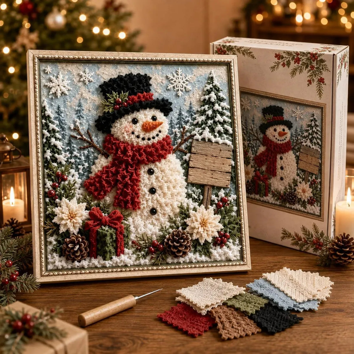 🖼️3D Christmas Fabric Poke Art Kit