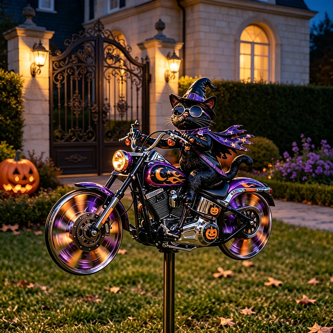 🎃 BikerSpooky™ Halloween Motorcycle Garden Windmill 🏍️