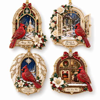 Cardinal Window View Commemorative Christmas Tree Ornament