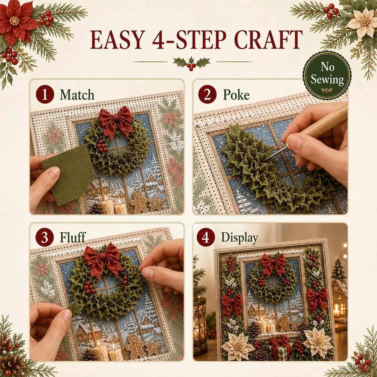 🖼️3D Christmas Fabric Poke Art Kit