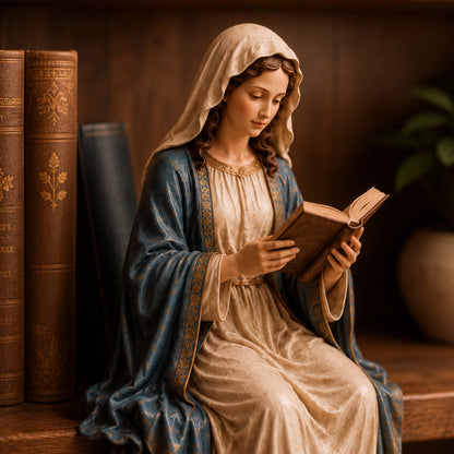 🙏Handcrafted Virgin Mary Reading Bookshelf Figure - A Quiet Blessing for Your Bookshelf